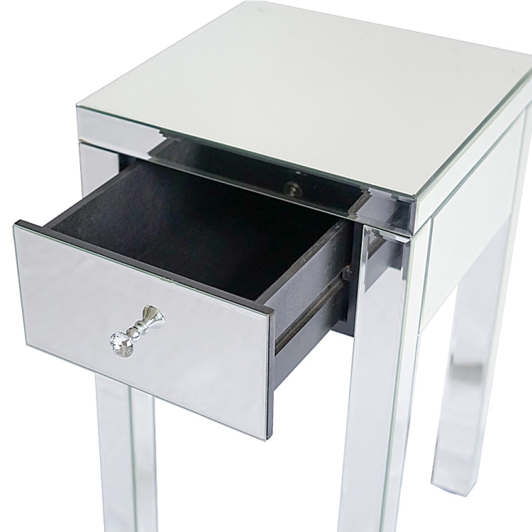 [US Warehouse] Modern Mirrored Nightstand Bedside Table with Drawer, Size: 38 x 38 x 64cm(White)