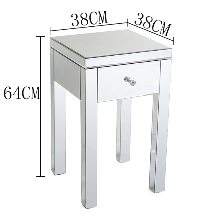 [US Warehouse] Modern Mirrored Nightstand Bedside Table with Drawer, Size: 38 x 38 x 64cm(White)