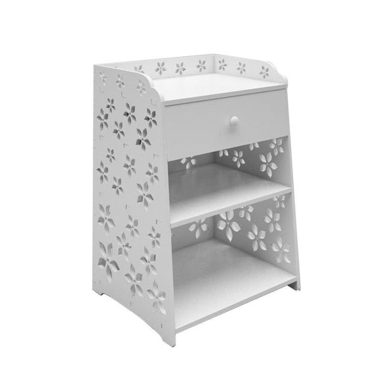 [US Warehouse] Cherry Blossom Pattern PVC Bedside Table with Drawer, Size: 40 x 30 x 50cm(White)