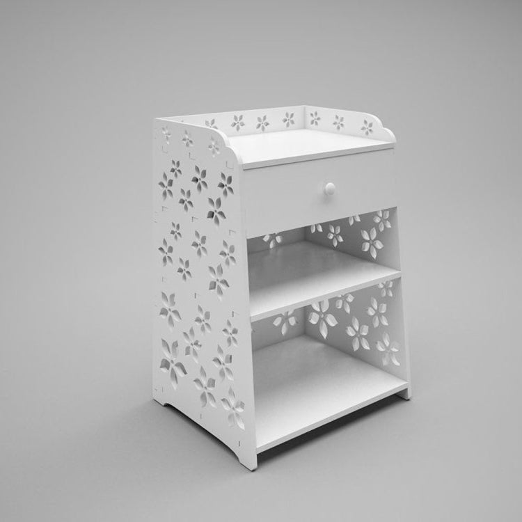 [US Warehouse] Cherry Blossom Pattern PVC Bedside Table with Drawer, Size: 40 x 30 x 50cm(White)