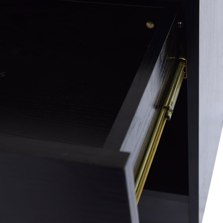 [US Warehouse] Metal Handle Bedside Cabinet Night Table with Drawer, Size: 40 x 36 x 47cm(Black)