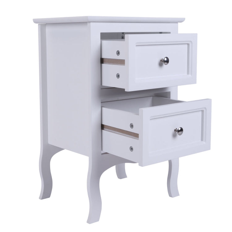 [US Warehouse] Country Style Two-Tier Night Table, Size: 60 x 40 x 30cm(White)