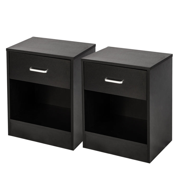 [US Warehouse] 2 PCS / Set Small Night Stands with Drawer(Black)