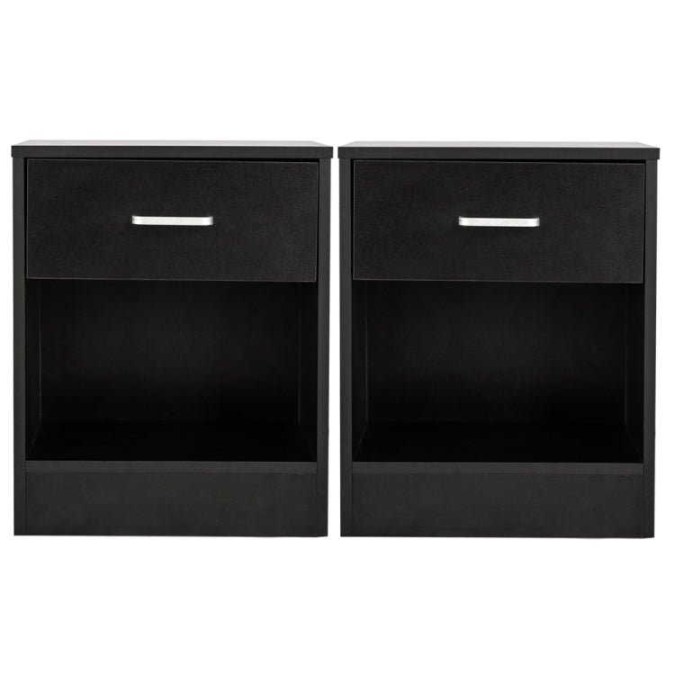 [US Warehouse] 2 PCS / Set Small Night Stands with Drawer(Black)