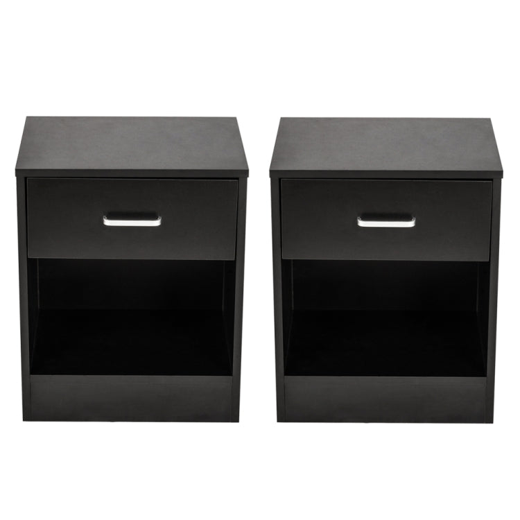 [US Warehouse] 2 PCS / Set Small Night Stands with Drawer(Black)