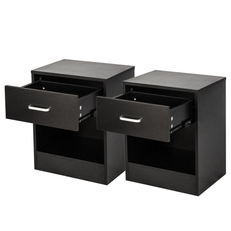 [US Warehouse] 2 PCS / Set Small Night Stands with Drawer(Black)