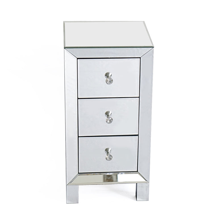 [US Warehouse] Modern Mirrored 3-Drawers Nightstand Bedside Table, Size: 30 x 30 x 60cm(White)