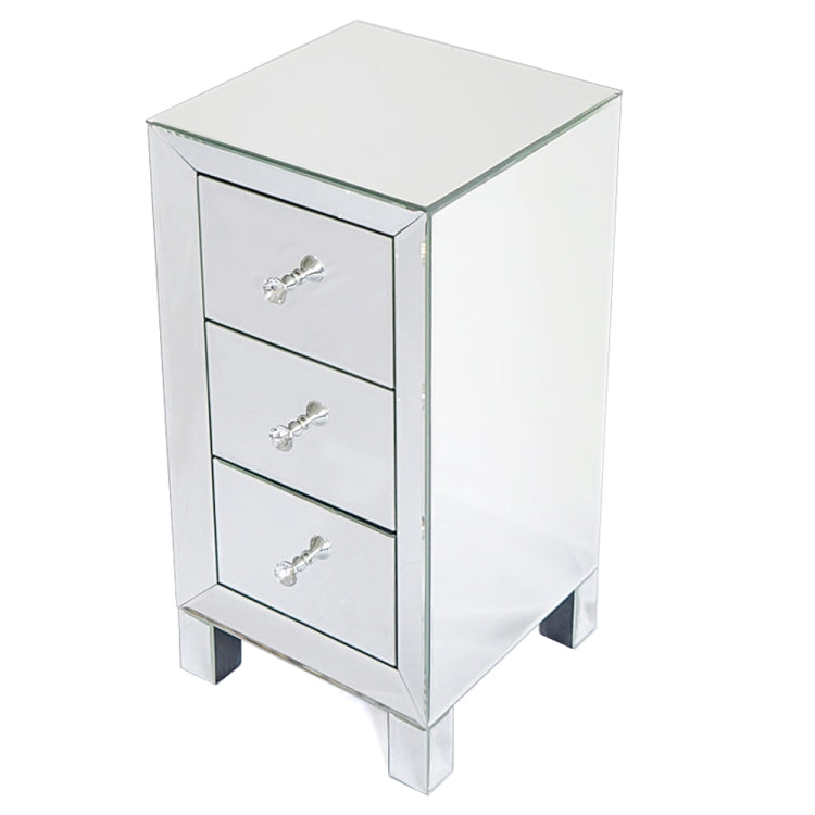 [US Warehouse] Modern Mirrored 3-Drawers Nightstand Bedside Table, Size: 30 x 30 x 60cm(White)