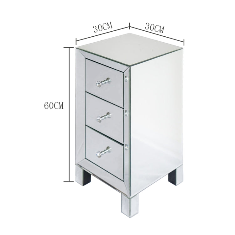 [US Warehouse] Modern Mirrored 3-Drawers Nightstand Bedside Table, Size: 30 x 30 x 60cm(White)