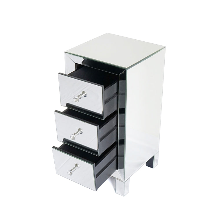 [US Warehouse] Modern Mirrored 3-Drawers Nightstand Bedside Table, Size: 30 x 30 x 60cm(White)