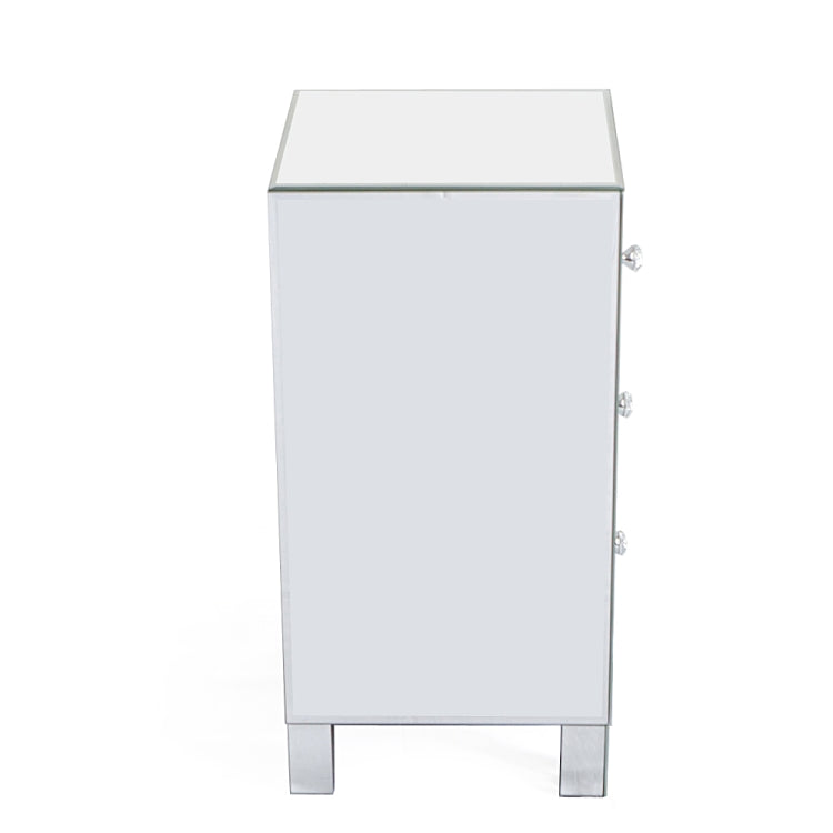 [US Warehouse] Modern Mirrored 3-Drawers Nightstand Bedside Table, Size: 30 x 30 x 60cm(White)