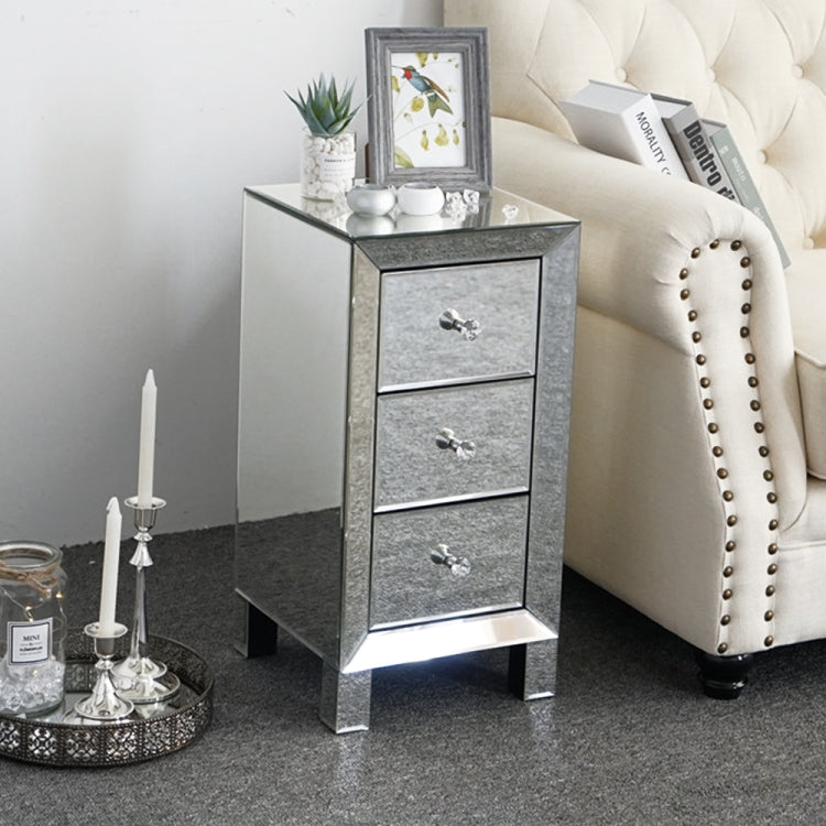 [US Warehouse] Modern Mirrored 3-Drawers Nightstand Bedside Table, Size: 30 x 30 x 60cm(White)