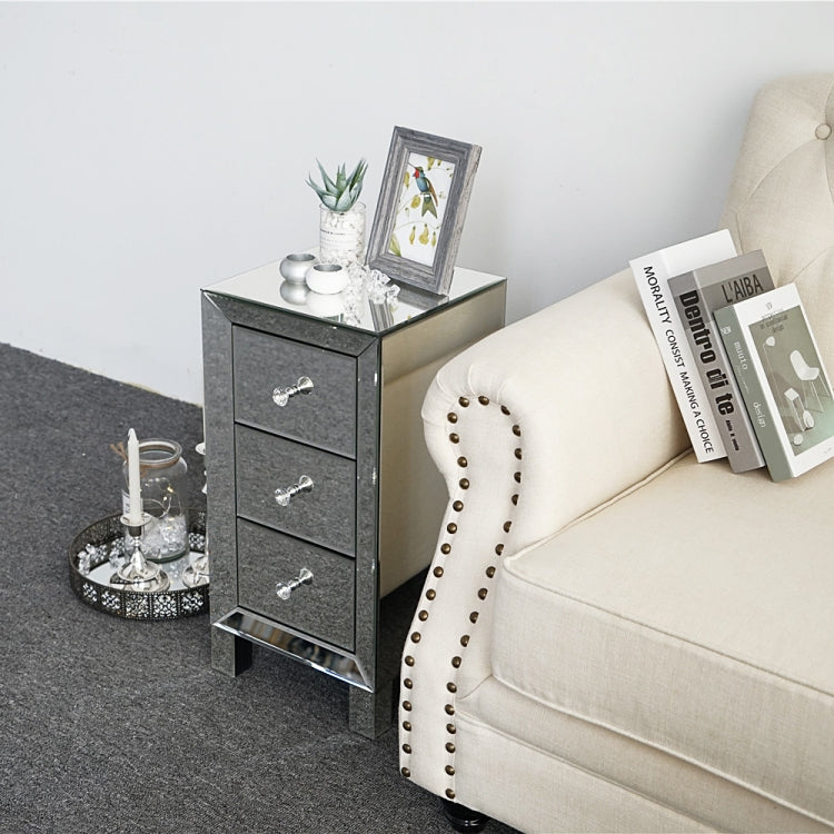 [US Warehouse] Modern Mirrored 3-Drawers Nightstand Bedside Table, Size: 30 x 30 x 60cm(White)