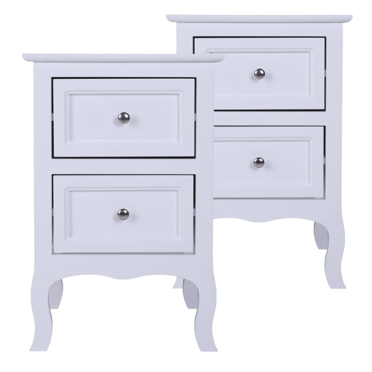 [UK Warehouse] 2 PCS Country Style Two-Tier Night Table, Size: 60 x 40 x 30cm(White)