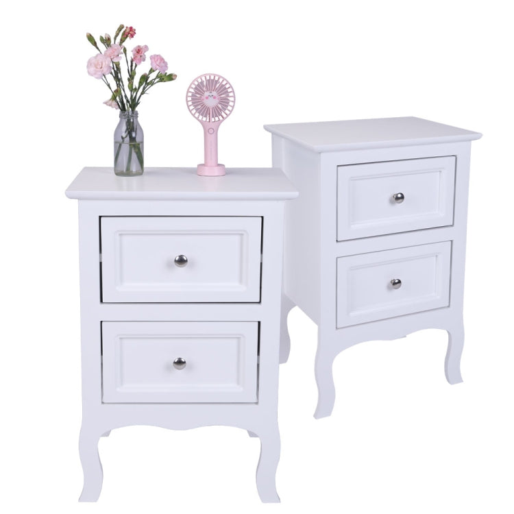 [UK Warehouse] 2 PCS Country Style Two-Tier Night Table, Size: 60 x 40 x 30cm(White)