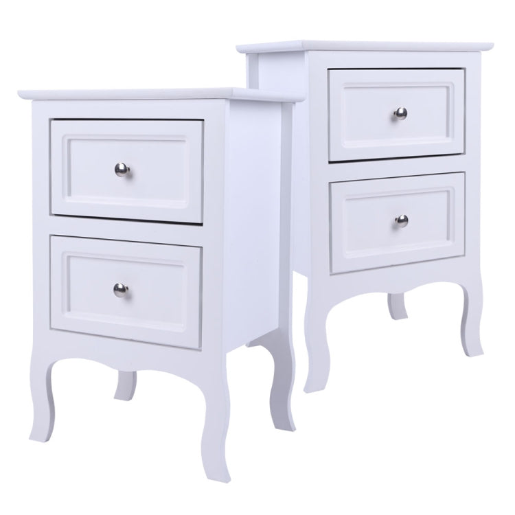[US Warehouse] 2 PCS Country Style Two-Tier Night Table, Size: 60 x 40 x 30cm(White)