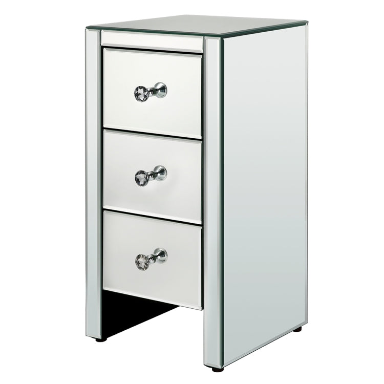 [UK Warehouse] Modern Mirrored 3-Drawers Nightstand Bedside Table, Size: 30 x 30 x 60cm(White)