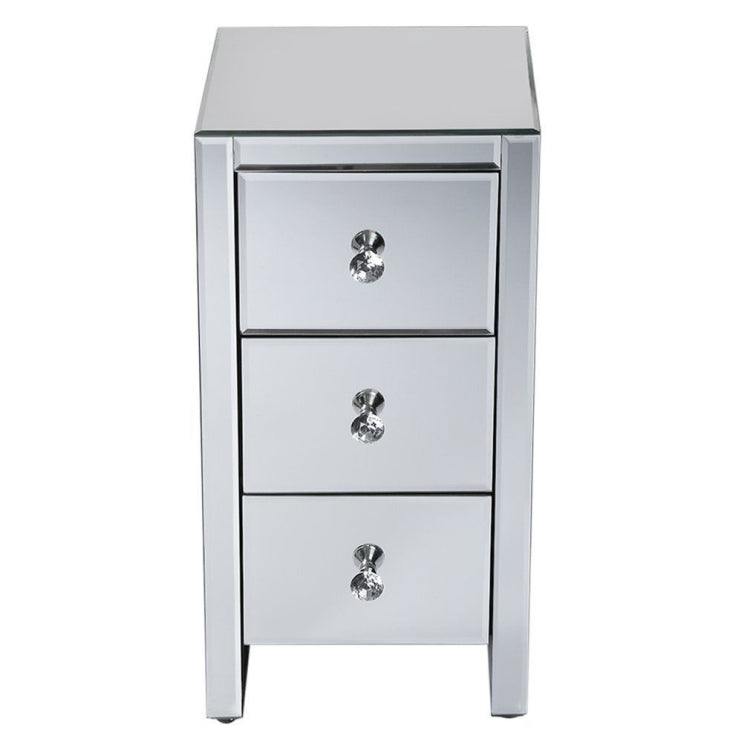[UK Warehouse] Modern Mirrored 3-Drawers Nightstand Bedside Table, Size: 30 x 30 x 60cm(White)