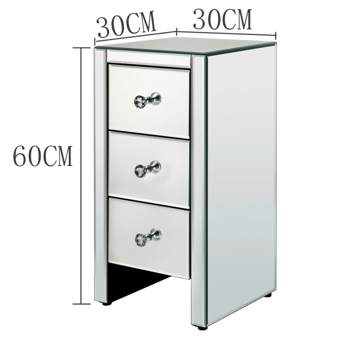[UK Warehouse] Modern Mirrored 3-Drawers Nightstand Bedside Table, Size: 30 x 30 x 60cm(White)