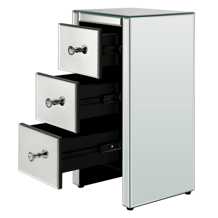 [UK Warehouse] Modern Mirrored 3-Drawers Nightstand Bedside Table, Size: 30 x 30 x 60cm(White)