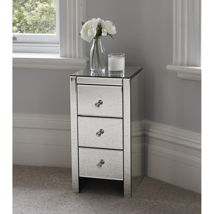 [UK Warehouse] Modern Mirrored 3-Drawers Nightstand Bedside Table, Size: 30 x 30 x 60cm(White)