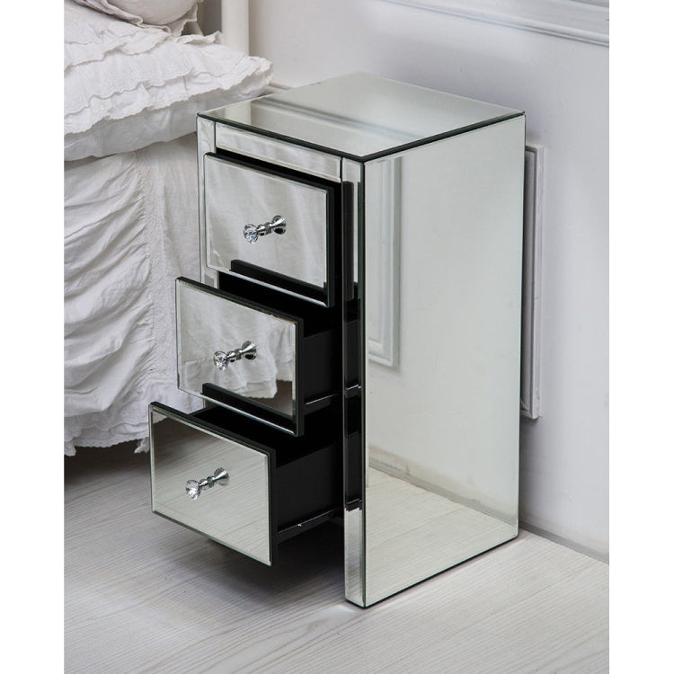 [UK Warehouse] Modern Mirrored 3-Drawers Nightstand Bedside Table, Size: 30 x 30 x 60cm(White)