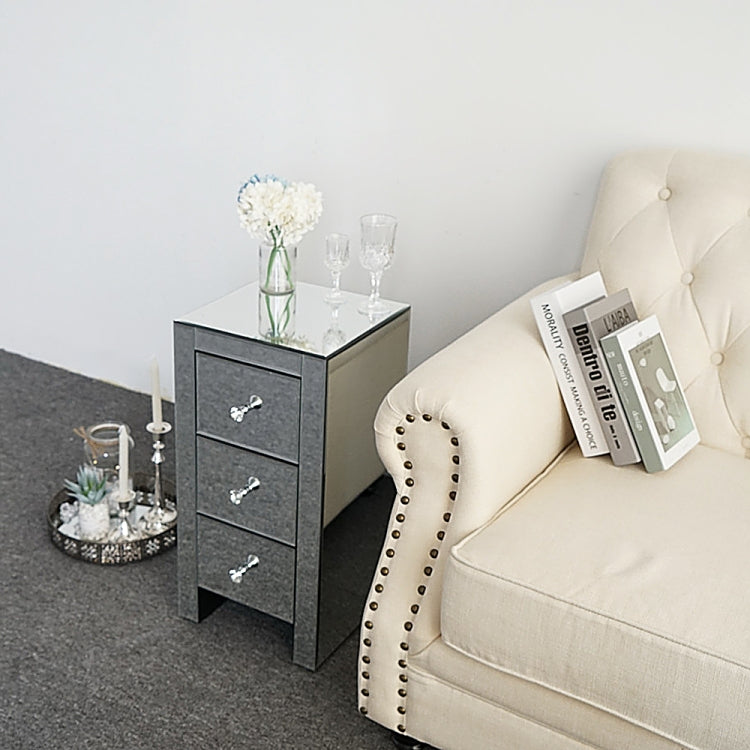 [UK Warehouse] Modern Mirrored 3-Drawers Nightstand Bedside Table, Size: 30 x 30 x 60cm(White)