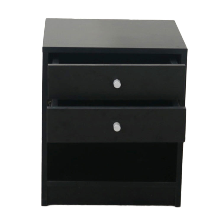 [US Warehouse] Round Handle Night Stand with Two Drawer, Size: 40 x 36 x 47cm(Black)