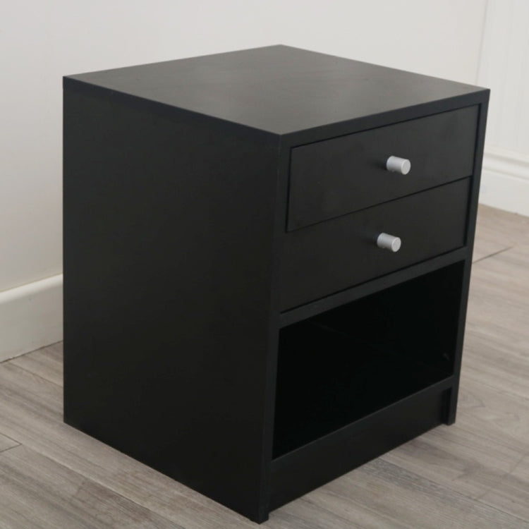 [US Warehouse] Round Handle Night Stand with Two Drawer, Size: 40 x 36 x 47cm(Black)