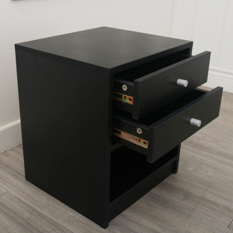 [US Warehouse] Round Handle Night Stand with Two Drawer, Size: 40 x 36 x 47cm(Black)