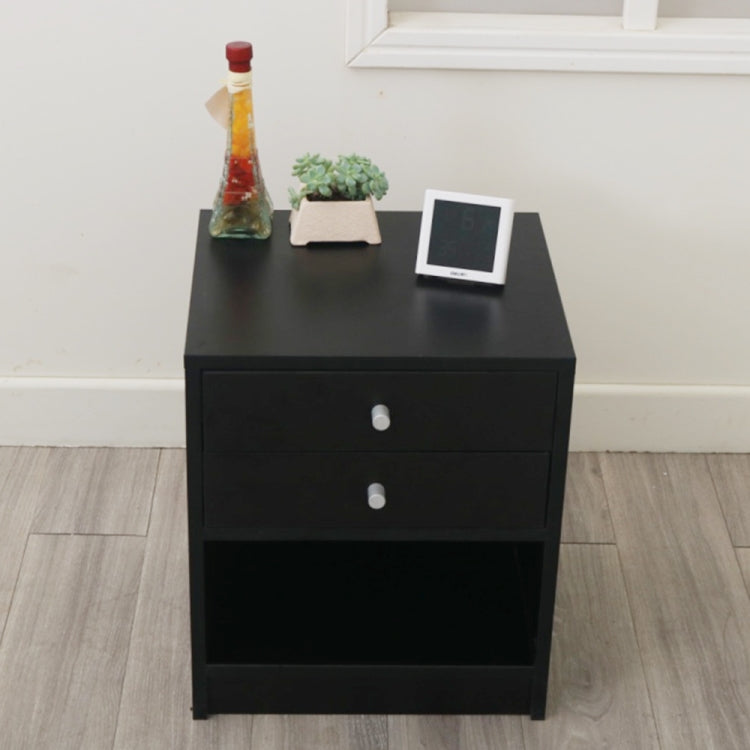 [US Warehouse] Round Handle Night Stand with Two Drawer, Size: 40 x 36 x 47cm(Black)