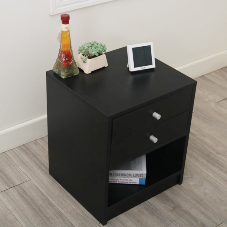 [US Warehouse] Round Handle Night Stand with Two Drawer, Size: 40 x 36 x 47cm(Black)