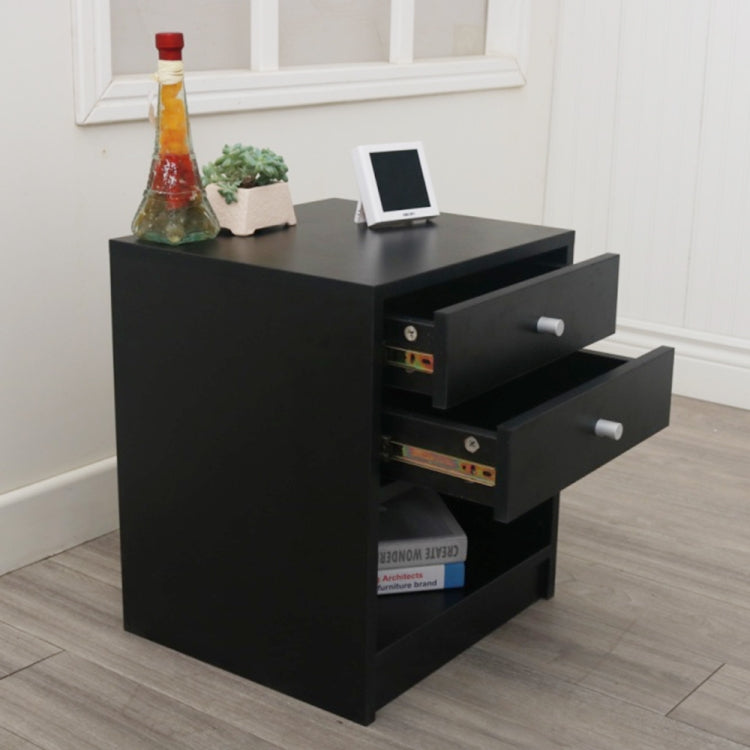 [US Warehouse] Round Handle Night Stand with Two Drawer, Size: 40 x 36 x 47cm(Black)