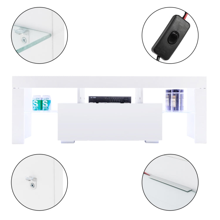[US Warehouse] Household Decoration LED TV Cabinet with Single Drawer Size: 130 x 35 x 45cm(White)