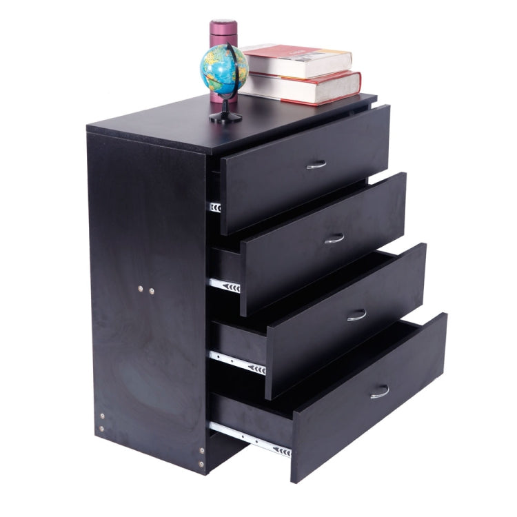 [US Warehouse] MDF Wood Simple 4-Drawer Dresser, Size: 66 x 33 x 73cm(Black)