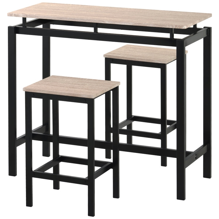 [UK Warehouse] Bar Table + 2 Bar Stools Set, Size: 100x40x90cm (Oak)
