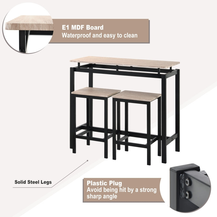 [UK Warehouse] Bar Table + 2 Bar Stools Set, Size: 100x40x90cm (Oak)