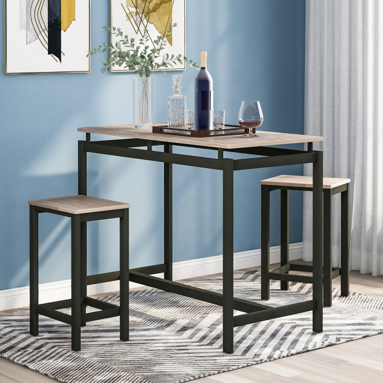 [UK Warehouse] Bar Table + 2 Bar Stools Set, Size: 100x40x90cm (Oak)