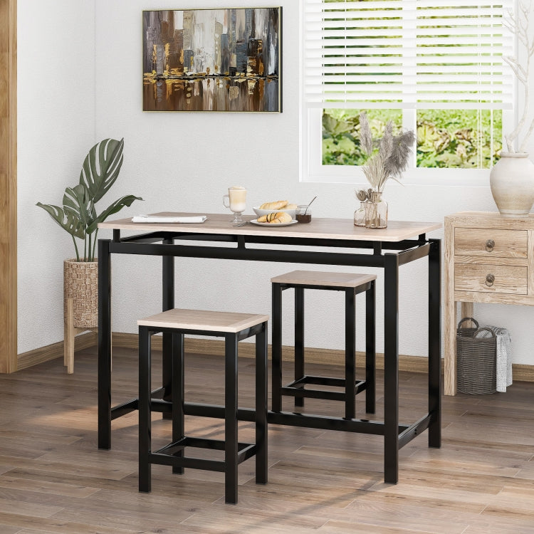 [UK Warehouse] Bar Table + 2 Bar Stools Set, Size: 100x40x90cm (Oak)