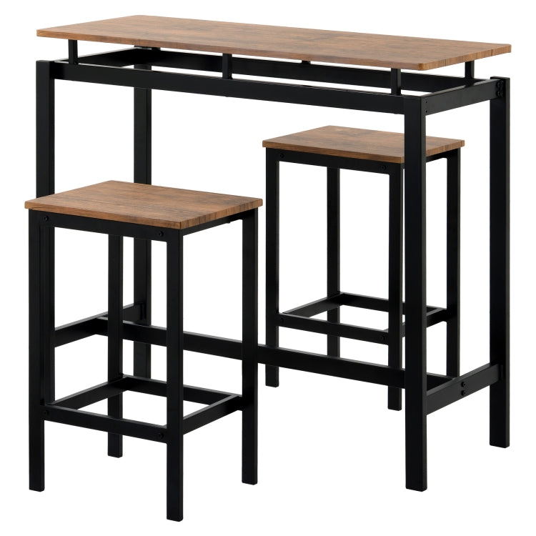 [UK Warehouse] Bar Table + 2 Bar Stools Set, Size: 100x40x90cm (Brown)