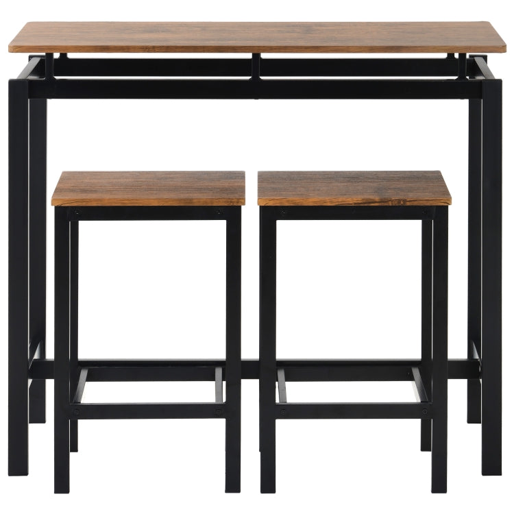 [UK Warehouse] Bar Table + 2 Bar Stools Set, Size: 100x40x90cm (Brown)