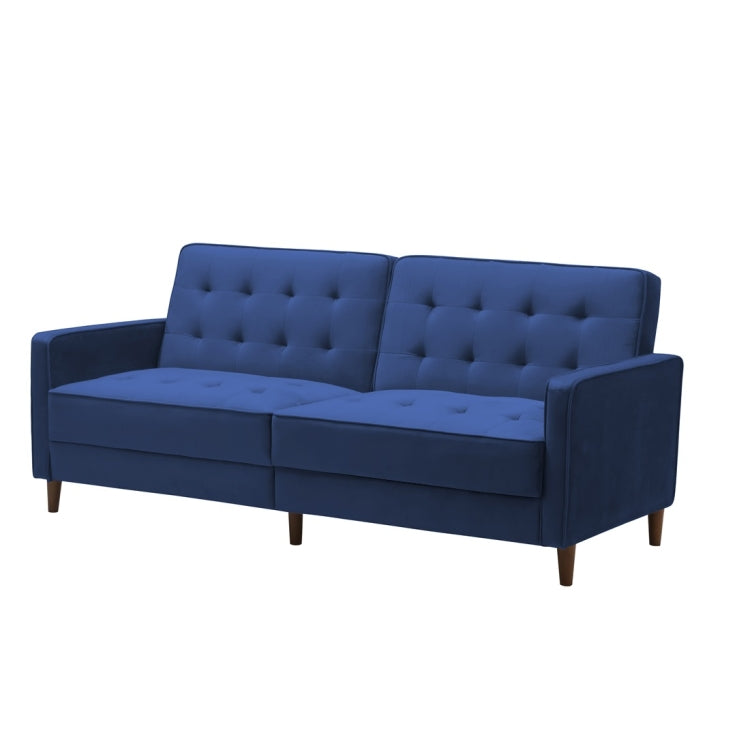 [US Warehouse] Modern Square Arms Velvet Upholstered Sofa Bed, Size: 198 x 81 x 83cm (Blue)