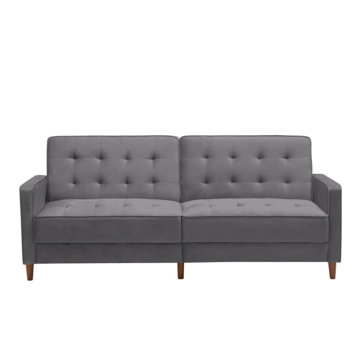 [US Warehouse] Modern Square Arms Velvet Upholstered Sofa Bed, Size: 198 x 81 x 83cm (Grey)