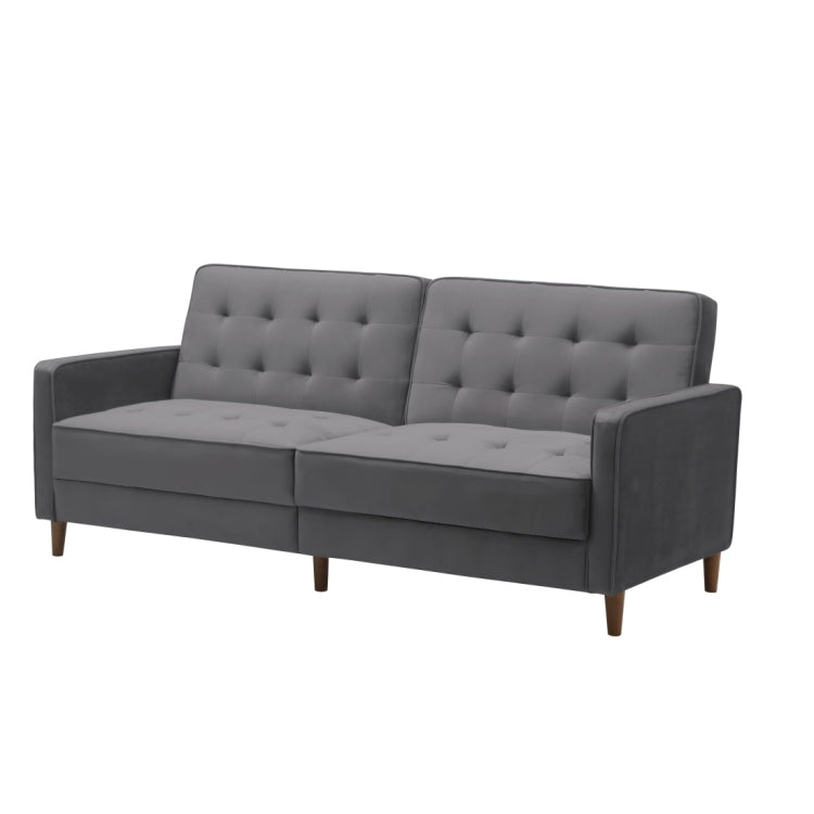 [US Warehouse] Modern Square Arms Velvet Upholstered Sofa Bed, Size: 198 x 81 x 83cm (Grey)