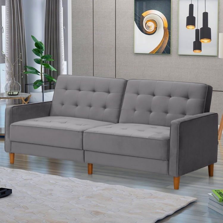 [US Warehouse] Modern Square Arms Velvet Upholstered Sofa Bed, Size: 198 x 81 x 83cm (Grey)