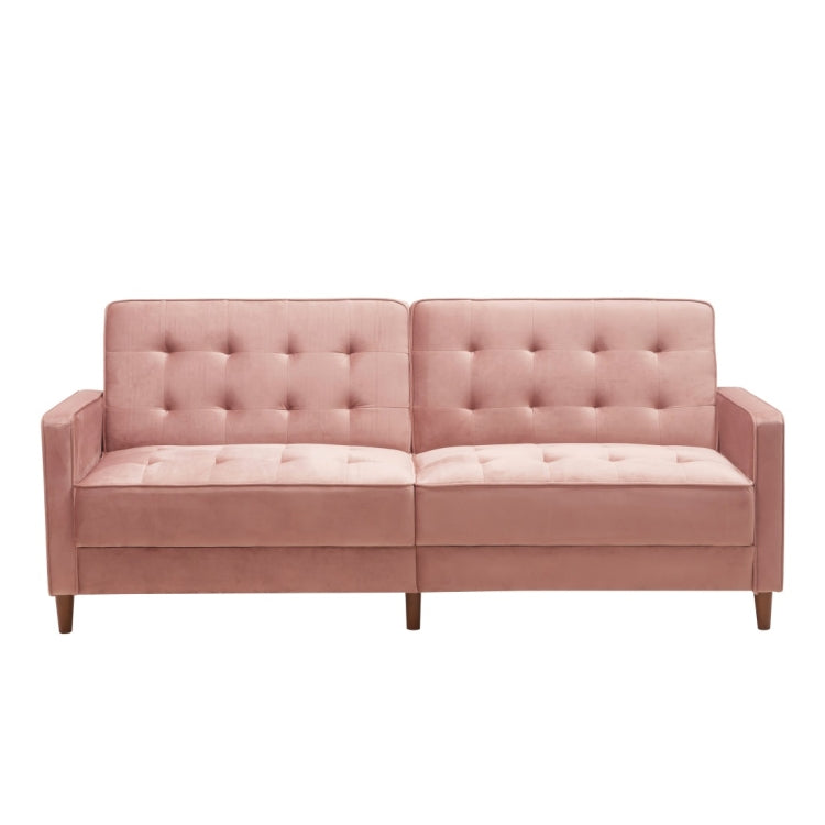 [US Warehouse] Modern Square Arms Velvet Upholstered Sofa Bed, Size: 198 x 81 x 83cm (Pink)