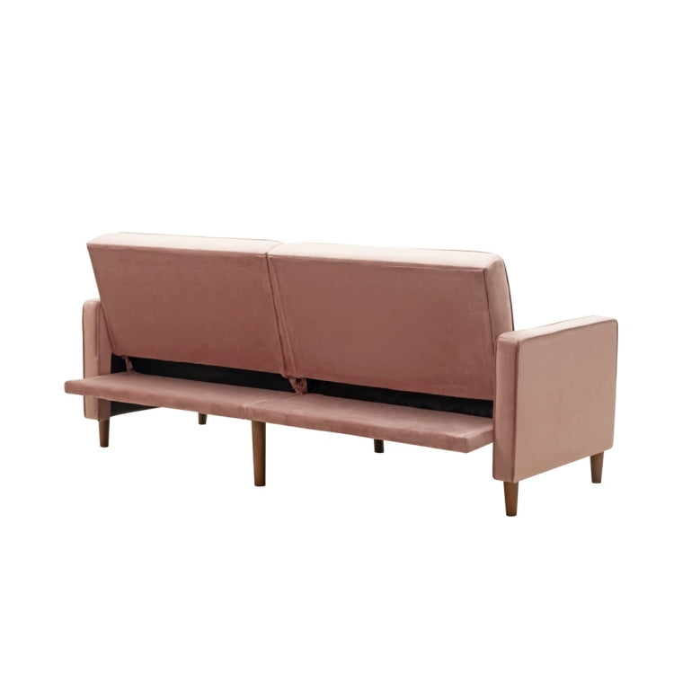 [US Warehouse] Modern Square Arms Velvet Upholstered Sofa Bed, Size: 198 x 81 x 83cm (Pink)