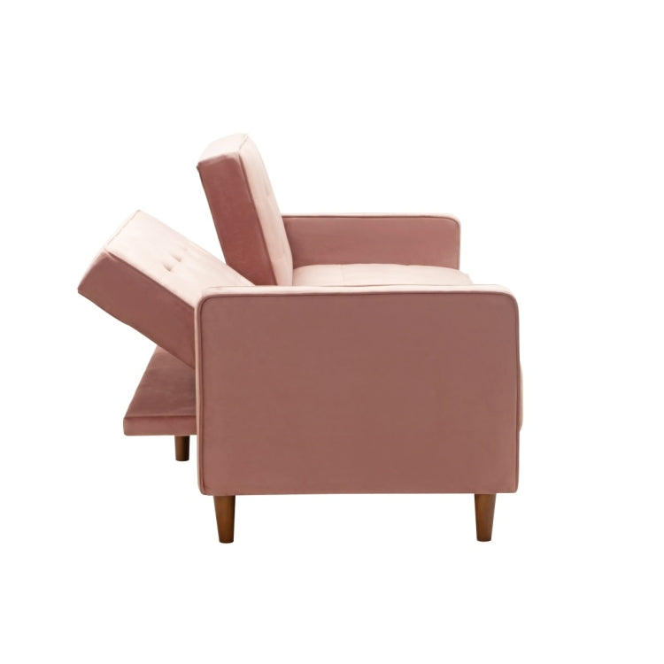 [US Warehouse] Modern Square Arms Velvet Upholstered Sofa Bed, Size: 198 x 81 x 83cm (Pink)