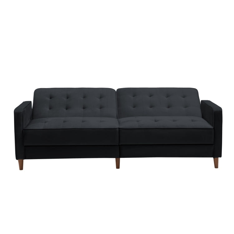 [US Warehouse] Modern Square Arms Velvet Upholstered Sofa Bed, Size: 198 x 81 x 83cm (Black)