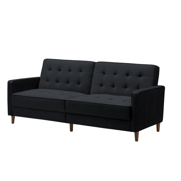 [US Warehouse] Modern Square Arms Velvet Upholstered Sofa Bed, Size: 198 x 81 x 83cm (Black)